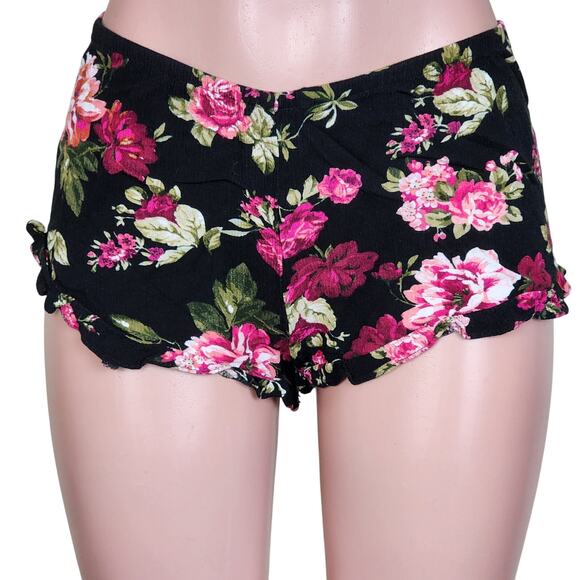 Ambiance Apparel Small Black Floral Booty Shorts - Picture 1 of 7